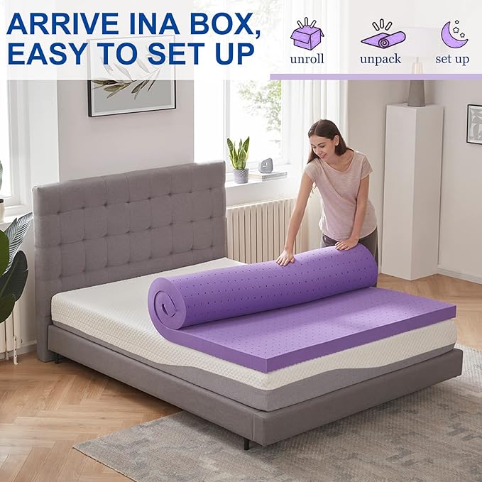 SINWEEK 4 Inch Gel Memory Foam Mattress Topper Ventilated Soft Mattress Pad, Bed Topper, CertiPUR-US Certified, Twin XL Size