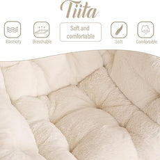 Tiita Lazy Chair with Ottoman, Modern Large Accent Lounge Armchair, Comfy Leisure Sofa Reading Chair with Footrest for Bedroom, Living Room, Dorm Rooms, Garden and Courtyard, Plush Beige