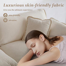 SoarFlash Chenille Sectional Sofa, Comfy L Shaped Modular Coush Sofa with Ottoman, Modern 2 Seat Couch Deep Seat Sofa Set for Living Room,Light Coffee