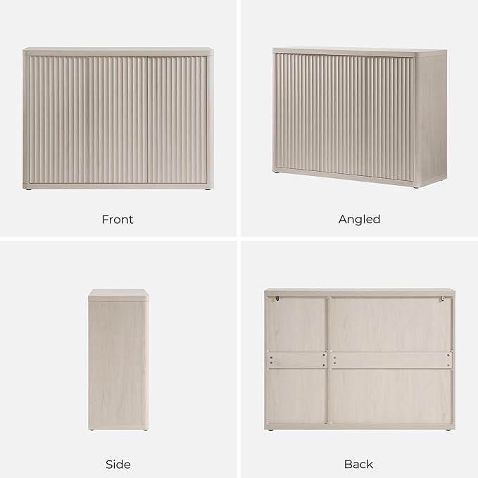 SICOTAS Buffet Cabinet with Storage Accent Sideboard with 6 Doors Modern 93.2" Credenza Fluted Buffet Table Media Console Cabinet Entryway Cabinets for Living Room Kitchen Dining Room Hallway