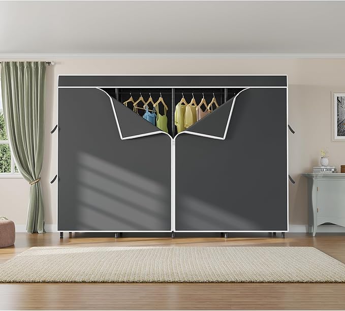 VIPEK V40C Plus Large Covered Clothes Rack for Hanging Clothes, Heavy Duty Portable Wardrobe Closet, Black Metal with Oxford Fabric Cover, Max Load 1300lbs