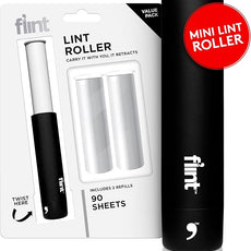 Flint Classic Black Retractable Mini Lint Roller with 90 Extra Sticky Sheets, Small and Portable Lint Roller, Ideal Pet Hair Remover, Travel Lint Rollers for pet Hair Extra Sticky