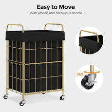 Laundry Hamper with Wheels, 90L Laundry Basket with Handle, Laundry Sorter with Removable Liner Bag