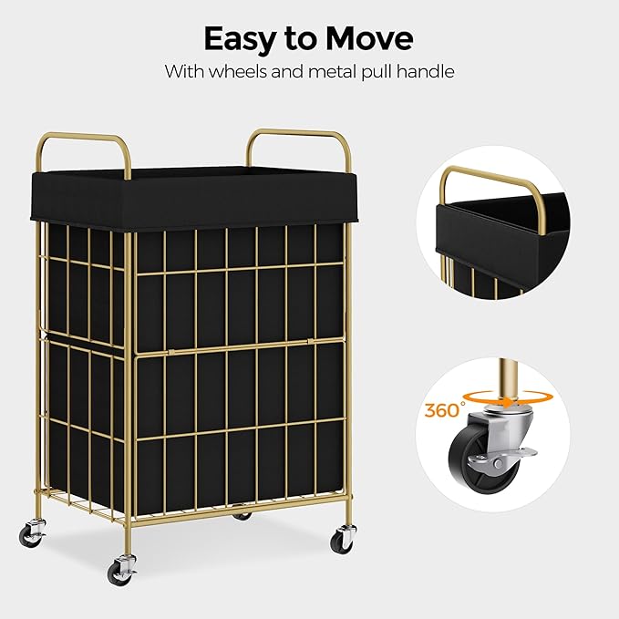 Laundry Hamper with Wheels, 90L Laundry Basket with Handle, Laundry Sorter with Removable Liner Bag