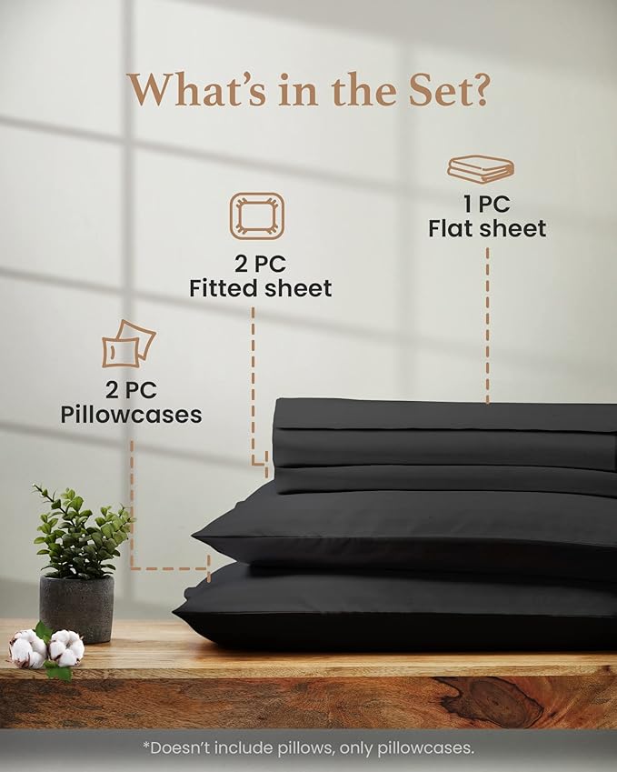 Good Sleep Bedding Split King Sheets Set, Egyptian Cotton, Luxury Sheets, 5 Piece, 2 Fitted - 16" Deep Pocket, Dark Gray GoodSleepBedding