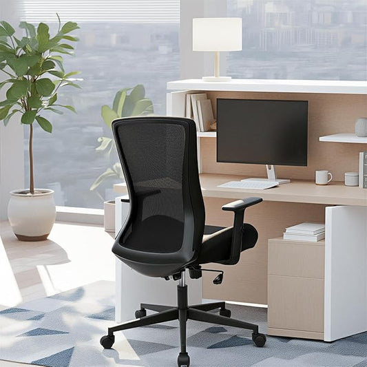 Heavy Duty Big and Tall Office Chair 400lb for Heavy People, Ergonomic Wide Desk Chair Black Mesh Office Chair with Lumbar Support, Adjustable Height and Armrests