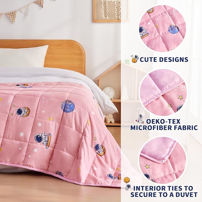 anfie Weighted Blanket Kids(50"x60" 5lbs) Weighted Blanket Cooling Blanket for Sleeping,Throw Size Breathable Blanket with Premium Glass Bead(Space Pink)