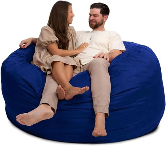 ULTIMATE SACK 6000 6-Foot Bean Bag Chair, Electric Blue Suede Cover – Oversized Foam Lounger, Floor Seat, Small Sofa, or Couch Bed for Living Area, Gaming Room, or Reading Lounge