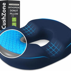 Donut Pillow Seat Cushion - Cooling Gel Floor Pillow, Memory Foam Floor Cushion for Office & Home, Car Seat, Hemorrhoids Pillow, Sciatica & Tailbone Pain Relief Chair Cushion, Blue-XL