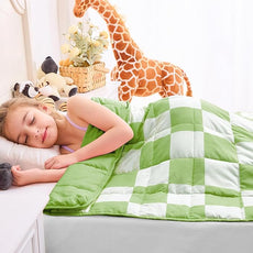 yescool Green Checkered Weighted Blanket 10 Pounds Plaid Weighted Throw Blanket, Twin Heavy Blanket, Tartan Bed Throw Blanket Gift for 80-110lbs, 40