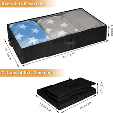 punemi Under Bed Storage Containers, Set of 2 Low Profile Under Crib Storage Bins With Lid, Large Sturdy Under Bed Clothes Drawer Organizers Box for Dorm Room Couch Closet Basement, Black