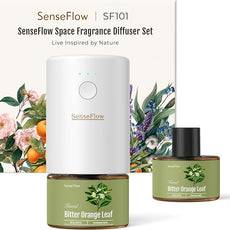 SF101 Pro Waterless Ultrasonic Essential Oil Diffuser–100% Plant-Based,120-Day Natural Air Freshener & Aromatherapy Diffuser for Home,Hotel,Studio-Bitter Orange Leaf