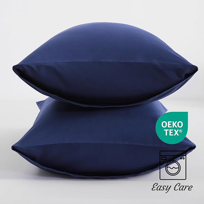 NTBAY Toddler Pillow Cases Set of 2, 2 Pack Brushed Microfiber 14x20 Pillow Cases, Soft, Wrinkle, Fade, Stain Resistant Navy Blue Pillow Cases with Envelope Closure, 14x20 Inches, Navy Blue