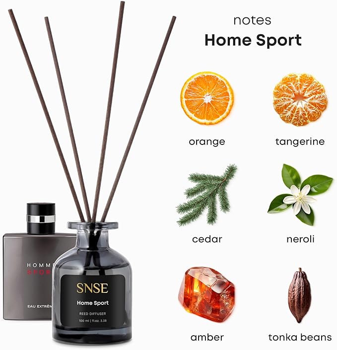 SNSE Home Sport Perfumed Reed Diffuser Set - Premium Reed Diffusers for Home with Diffuser Reeds, Luxurious Gift Aroma, Sophisticated Scent, Ideal for Relaxation, Elegant Home Fragrance