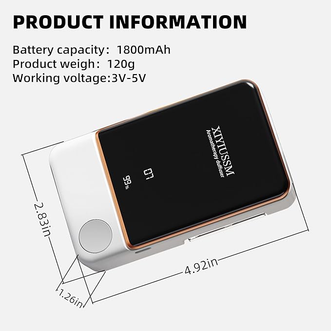 Waterless Essential Oil Diffuser for Home & Office Cordless Battery Operated Aroma Diffuser with 7 Mist Levels, Ultrasonic Air Freshener for Large Rooms Bedroom Bathroom Car Small & Portable