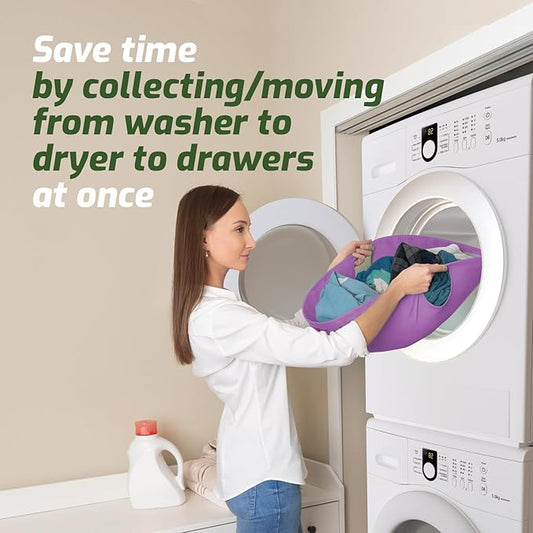 Laundry Turtle Collapsible Laundry Basket | Foldable Laundry Hamper & Collapsible Laundry Baskets | Portable Laundry Grabber for Dirty Clothes (Lavender, Small)