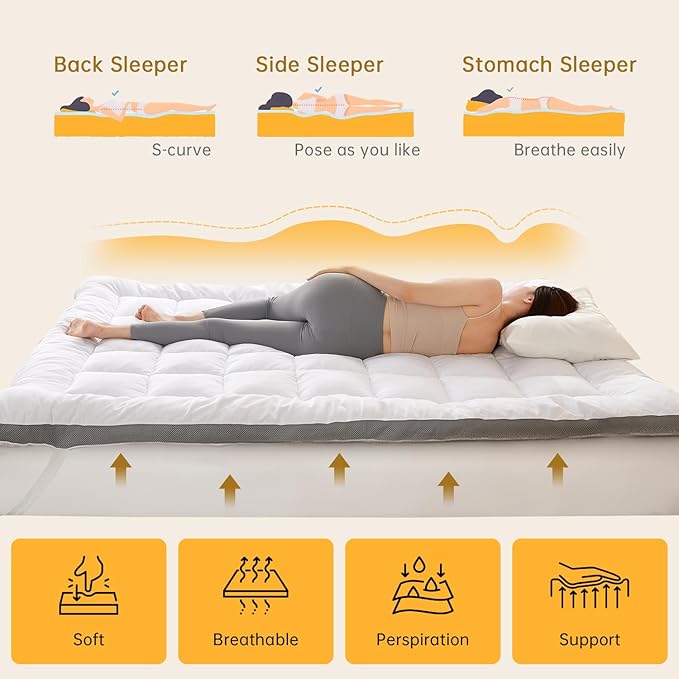 SAPHREAS 3 Inch Foam Mattress Topper Twin Size, Extra Soft Pillow Top Mattress Pad with Breathable Air Mesh Sides, Back Pain Relief, Fluffy Shredded Foam Filled