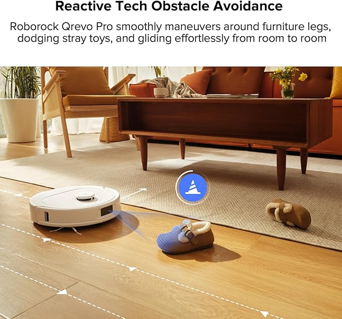 roborock Qrevo Pro Robot Vacuum and Mop with FlexiArm Design Edge Mopping, Dynamic Hot Water Mop Washing and Auto Mop Drying, Intelligent Dirt Detection (Renewed)