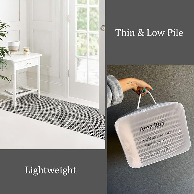 Lahome Boho Kitchen Runner, 2x4.3 Bathroom Runner Rug Lightweight Entryway Rug Woven Cotton Throw Mat with Tassels, Farmhouse Non Shedding Washable Grey Rugs Low Pile for Bedroom Doorway