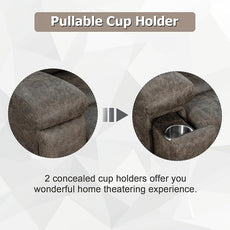 CANMOV Leather Recliner Chair, Classic and Traditional Manual Recliner Chair with Overstuffed Arms and Back, Manual Single Sofa with Concealed Cup Holders,Grey