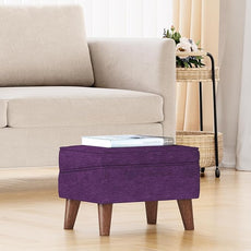 Storage Ottoman, Small Foot Stool Ottoman with Storage, Modern Foot Rest with Adjustable Lid and Sturdy Wood Legs for Living Room, Bedroom, Couch, Enterway(Purple)