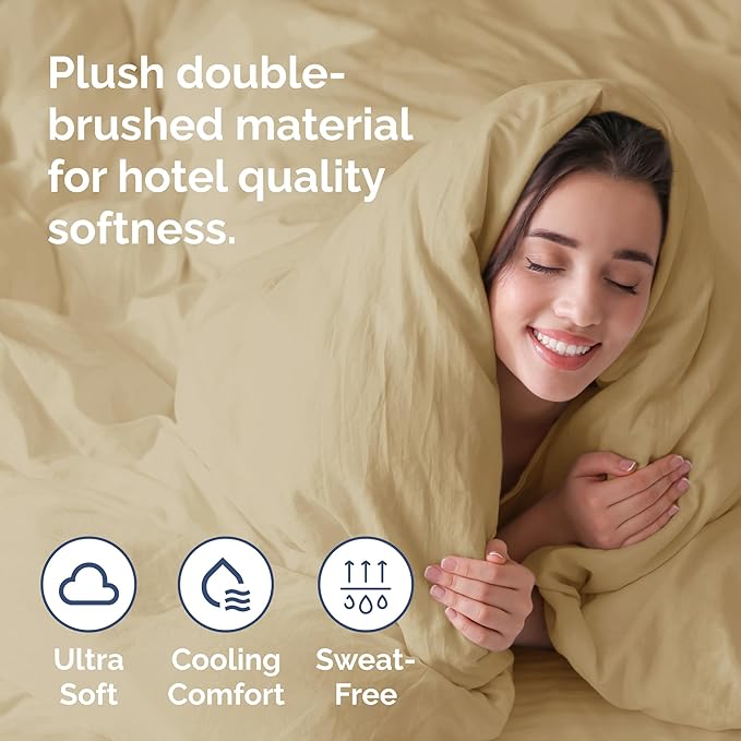 CGK Unlimited Duvet Cover Twin/Twin XL Size Set - Extra Soft Duvet Cover 68 x 90 with 1 Pillow Sham - Hotel Quality, Fade Free w/Zipper Closures & Ties - Bedding and Bed Linens Set (Beige)