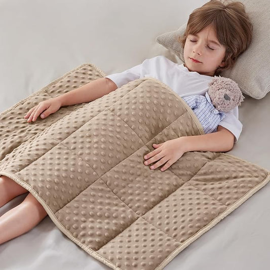 anfie Weighted Blanket Kids(30"x40" 2lbs) Weighted Blanket Cooling Blanket for Sleeping,Throw Size Breathable Blanket with Premium Glass Bead(Khakil)
