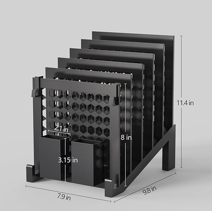 File Organizer for Desk with Storage Box & Hook, Inclined Desk File Organizer with 5-Section Vertical File Holder suitable for Home Office Document Organization（Black）