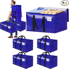 4-Pack Moving Bags with Backpack Straps & Carry Handles, 25 Gallons-93 L Heavy Duty Storage Totes for Space Saving, Foldable Storage Bags for College Dorm, Travel, Camping (Blue)