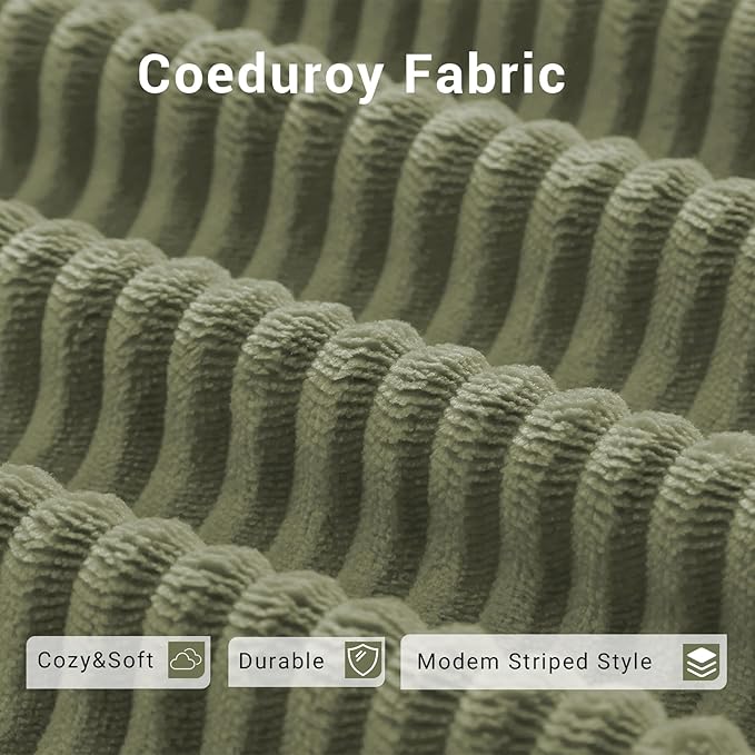 Compressed Sofa, Convertible Sofa Bed, Corduroy Compression Boneless Couch with Pillow, Comfy Modular Foldable Floor Sleeper Sofa for Bedroom, Living Room, Lounge, Studio (Green)