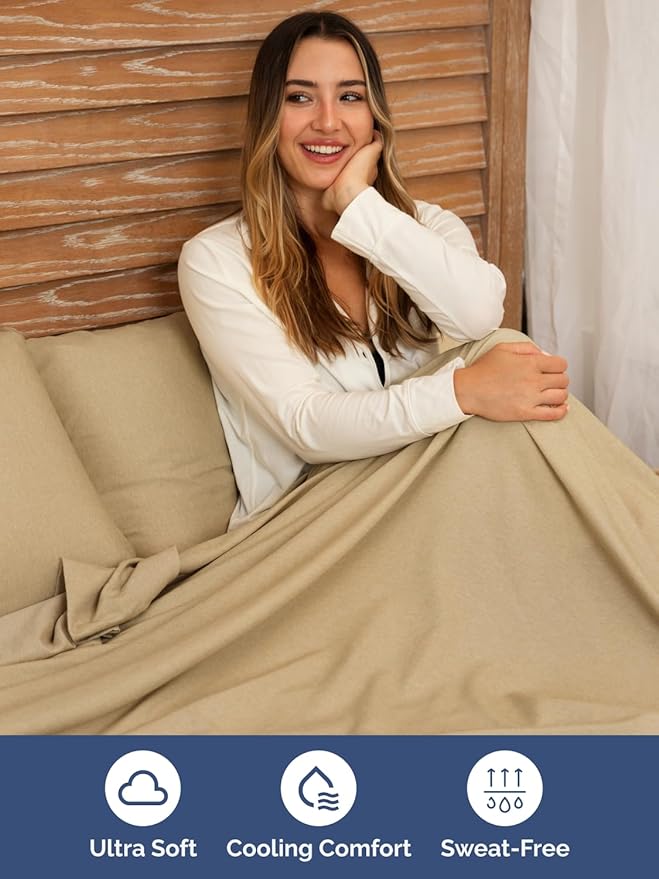 Extra Deep Pocket Queen Sheet Set - 4 Piece Breathable & Cooling Bed Sheets - Hotel Luxury Sheet Set - Soft, Wrinkle Free & Comfy - Easily Fits Extra Deep Mattresses - Deep Pocket Heathered Tan Sheets