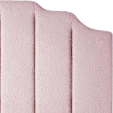 24KF Pink Teddy Fabric Tufted for Queen Upholstered Headboard, Modern Vertical Channel Design Full Headboard with Stepped Silhouette Top Edge,6026-Q-Teddy Pink