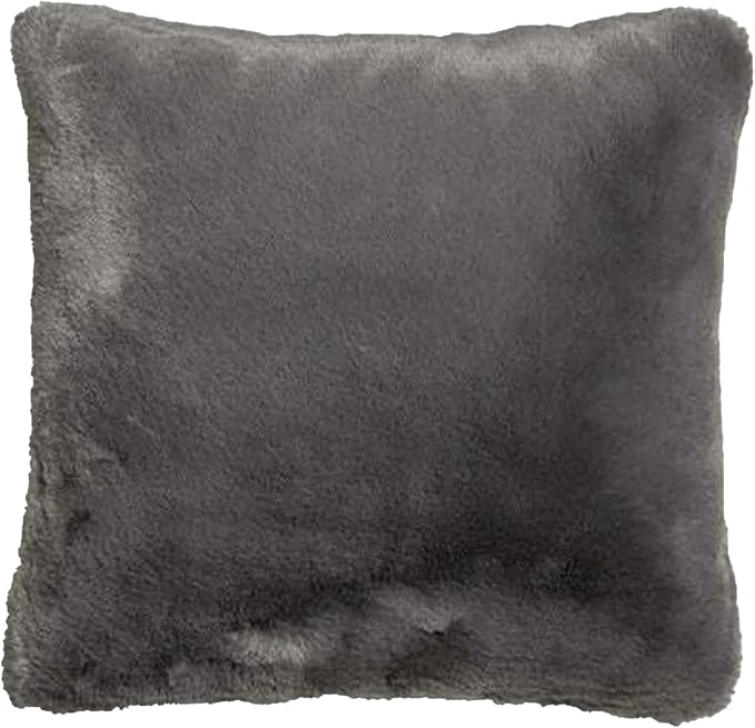 UnHide Squish - Faux Fur Pillow - Extra Soft Throw Pillow - Square Shaped Pillow, Polyester Fill - Machine Washable - Perfect for Living Room, Bedroom, or Guest Room - 20” x 20” - Charcoal Charlie