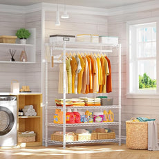 Ulif H4 Plus Garment Rack, 4-Tier Portable Clothes and Clothing Rack for Bedroom and Cloakroom, Closet Storage and Organizer Wardrobe System, 45