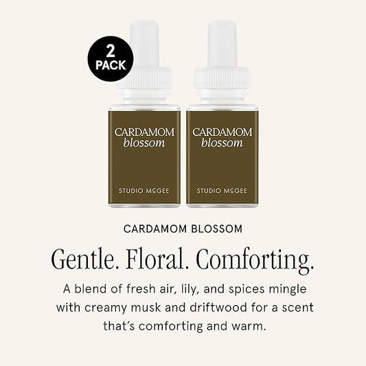 Pura x Studio McGee Home Scent Refill - Smart Air Diffuser - Up to 120-Hours of Luxury Fragrance per Refill - Home Essential - Clean & Safe Diffuser Fragrance - 2 Pack, Cardamom Blossom