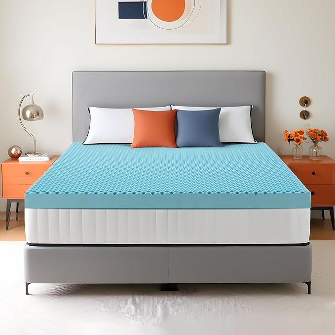 4 Inch Full Size Mattress Topper, Memory Foam Mattress Topper Full Size with Cooling Gel Egg Crate Matress Toppers, Breathable, CertiPUR-US Certified Dorm Essentials for College, RV,Apartment