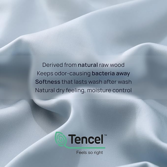 Queen Size 4 Piece Bed Sheet Sets – DeepSleep Tech Luxury Bedding Made with 100% Tencel Lyocell – Silky, Lustrous & Gentle on Skin – Day Dream