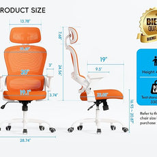 TRALT Office Chair - Ergonomic Office Chair with Back Support, Home Office Desk Chairs, 330lbs Wide Seat Big and Tall Office Chairs with Headrest, Comfy Desk Chairs (Orange)