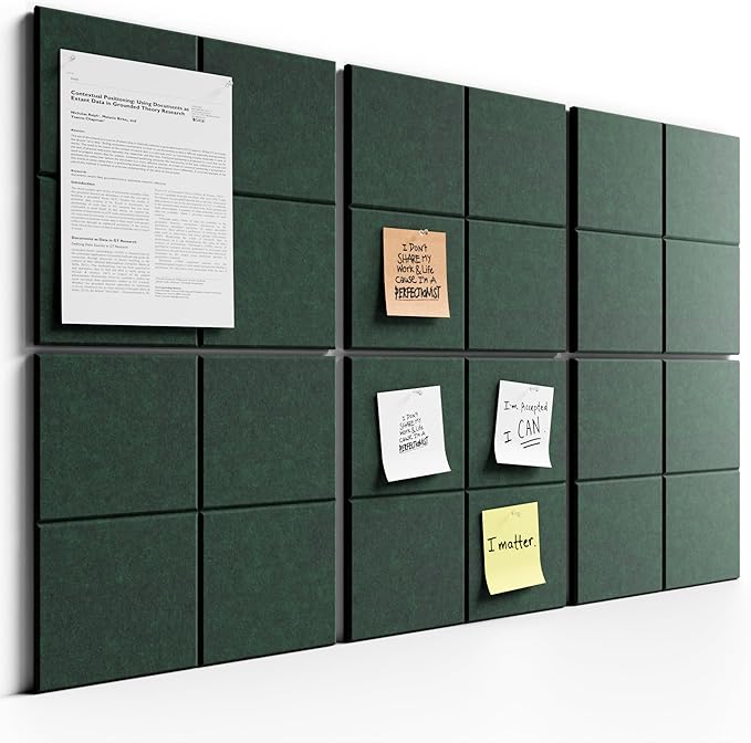 Bumusty Large Felt Bulletin Board 48" x 36" Cork Board Alternative - 6 Pack with 40 Safe Removable Adhesive Tabs, Cork Boards for Walls Cork Board for Home Office Classroom Pin Board (Aurora Green)