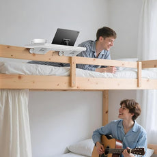 Bedside Shelf for Dorm Bunk Bed, Clip On Nightstand, Bed Side Table Tray Organizer, College Dorm Room Essentials for Girls/Guys, with Cable Management for Dormitory, Back to School (White)