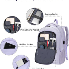 MATEIN Extra Large Laptop Backpack for Women, 50 L TSA Carry On with Multiple Organized Pockets, Anti Theft Water Resistant Travel Laptop Backpack Fits 18.4 In Computer, Light Purple