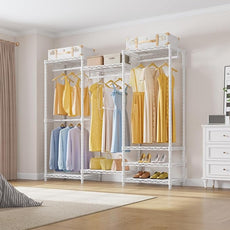 VIPEK V5 Medium Portable Closet Wardrobe Heavy Duty Clothes Rack, Freestanding Closet Metal Clothing Rack with 4 Hang Rods & 8 Shelves, Adjustable Custom Closet Rack, 56.7