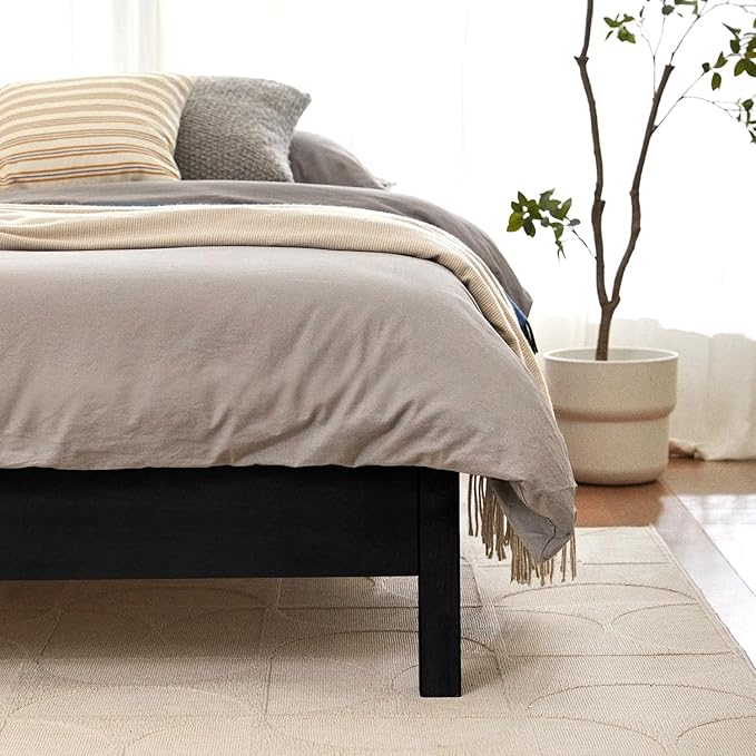 LIFEMENT Twin Signature Wood Platform Bed Frame Black, Noise-Free, Under Bed Storage, No Box Spring Needed, Easy Assembly