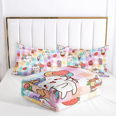 CVHOUSE Cartoon Cat Comforter Queen Set,Rainbow Cat Girls Queen Bedding Set for Kids Teens,Cat Unicorn Quilt Set 3Pcs Cat Bed Set Cat Duvet Set Kitty Room Decor All Season
