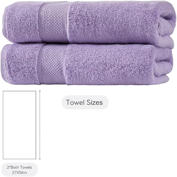 BAGNO MILANO Turkish Towels, Ultra Soft, Plush Luxury Turkih Cotton Bath Towels, Quick Dry Towel Set Made in Turkey (Lavender Purple, 2 Pcs Bath Towel Set)