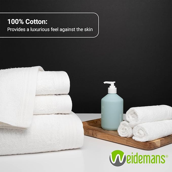 Premium 8 Pieces Towel Set Including 2 Bath Towels 30" x 56", 2 Hand Towels 18" x 30" and 4 Washcloths 13" x 13" - Color: White | Pure Cotton |Machine Washable high Absorbency