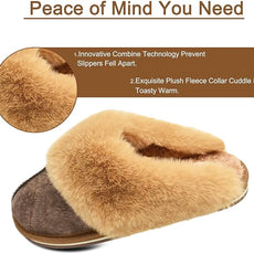KuaiLu Womens Fluff Dual Memory Foam Slippers Ladies Cozy Arch Support Warm Scuff Slippers Slip on Comfy Winter House Shoes with Non-Slip Indoor Outdoor Hard Sole