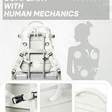 suwasp Vacuum Compression Backpack, 45L Expandable Travel Backpack with Electric Vacpack Pump, Travel Vacuum Bags with Shoe Compartment/17inch Laptop Compartment/USB Port, White