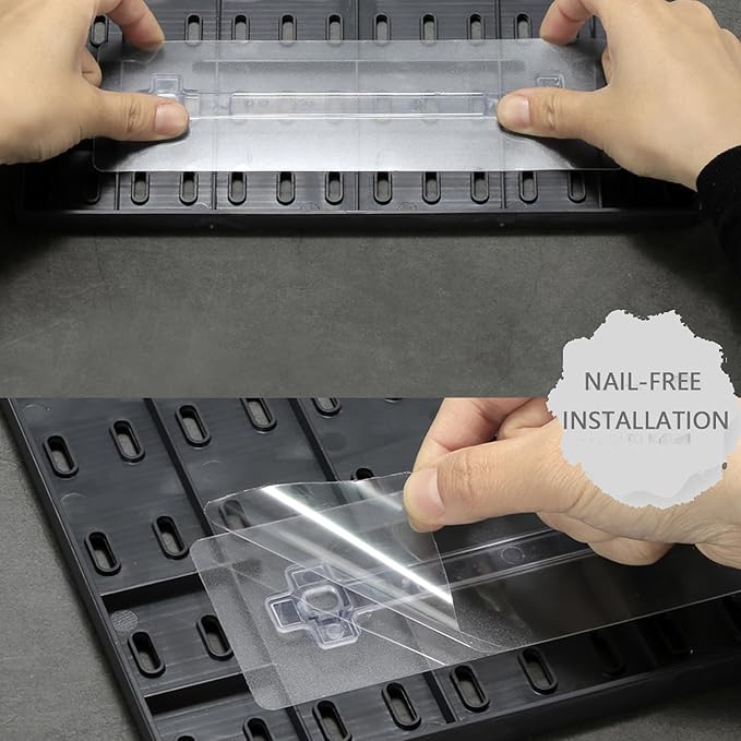 Pegboard Combination Kit, Wall Mounted Storage Set with 4 Pegboards & 14 Accessories Hanging, Black Peg Boards Organizer for Walls Display, Crafts Organization, Kitchen Organizer, 22" x 22"