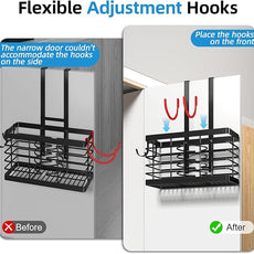 Hair Tool Organizer, 3-in-1 Universal Hair Dryer Holder, Adjustable Height Metal Blow Dryer Holder Wall Mounted/Over Cabinet Door/Free-Standing (Black)